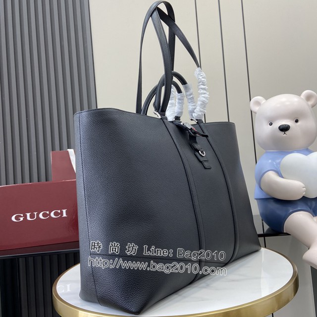 Gucci專櫃古馳最新款托特包以粒面軟皮男士肩背手提包 jh2005型號：816753